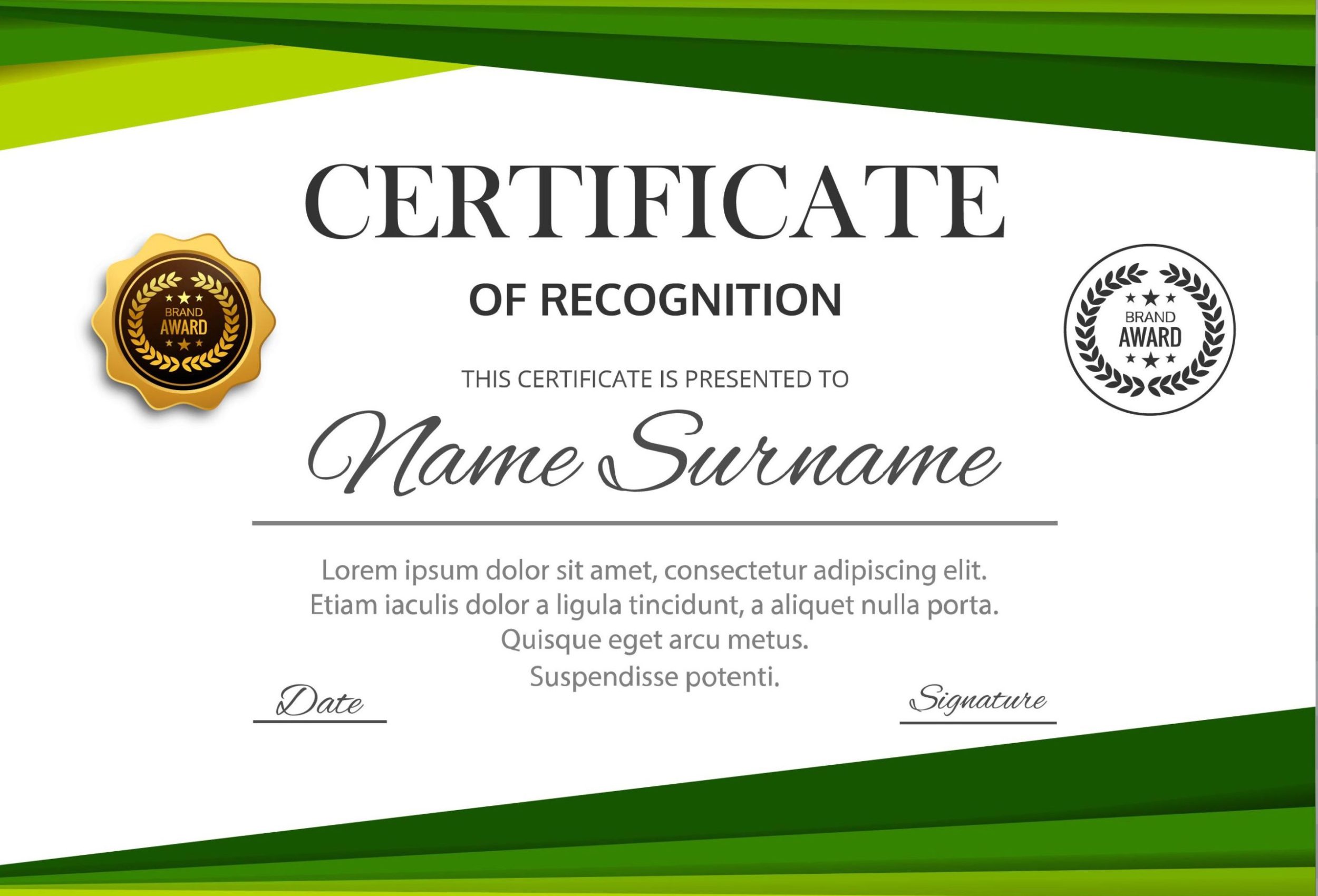 Certificate with green wave design elements vector